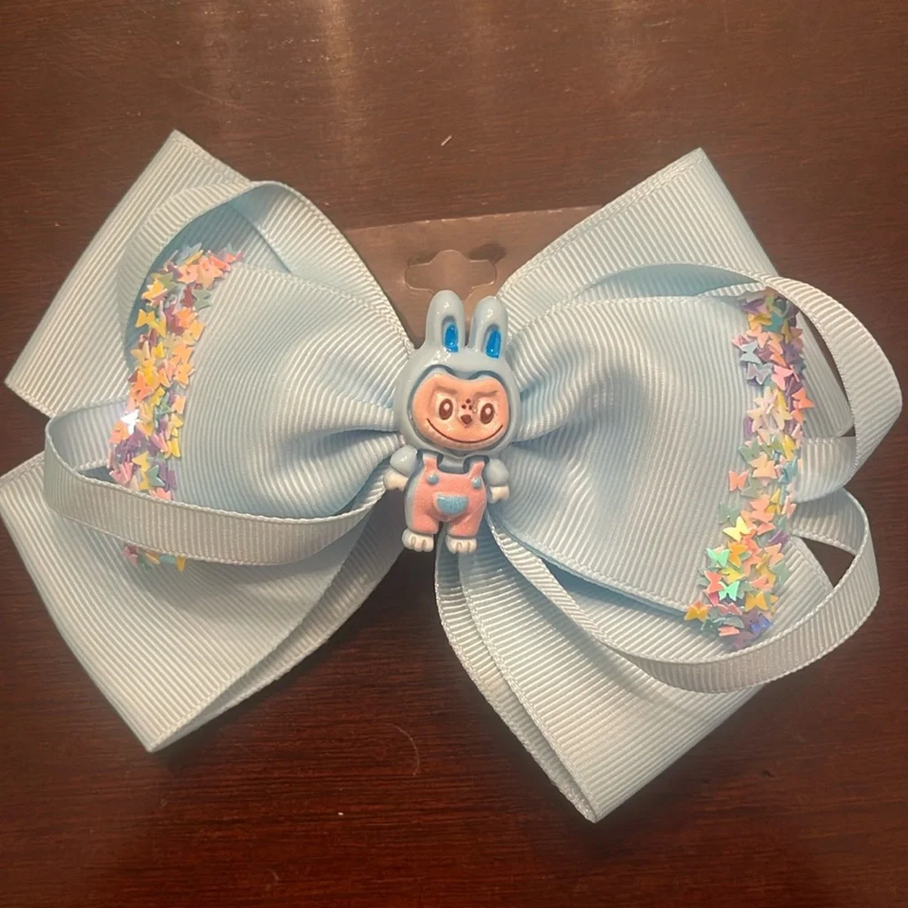 Blue Hair Bow labubu monster Charm butterfly glitter Accents new